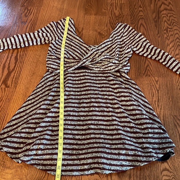 FREE PEOPLE mini dress fit and flare striped LIGHT SWEATER KNIT deep V neck S - Picture 14 of 14